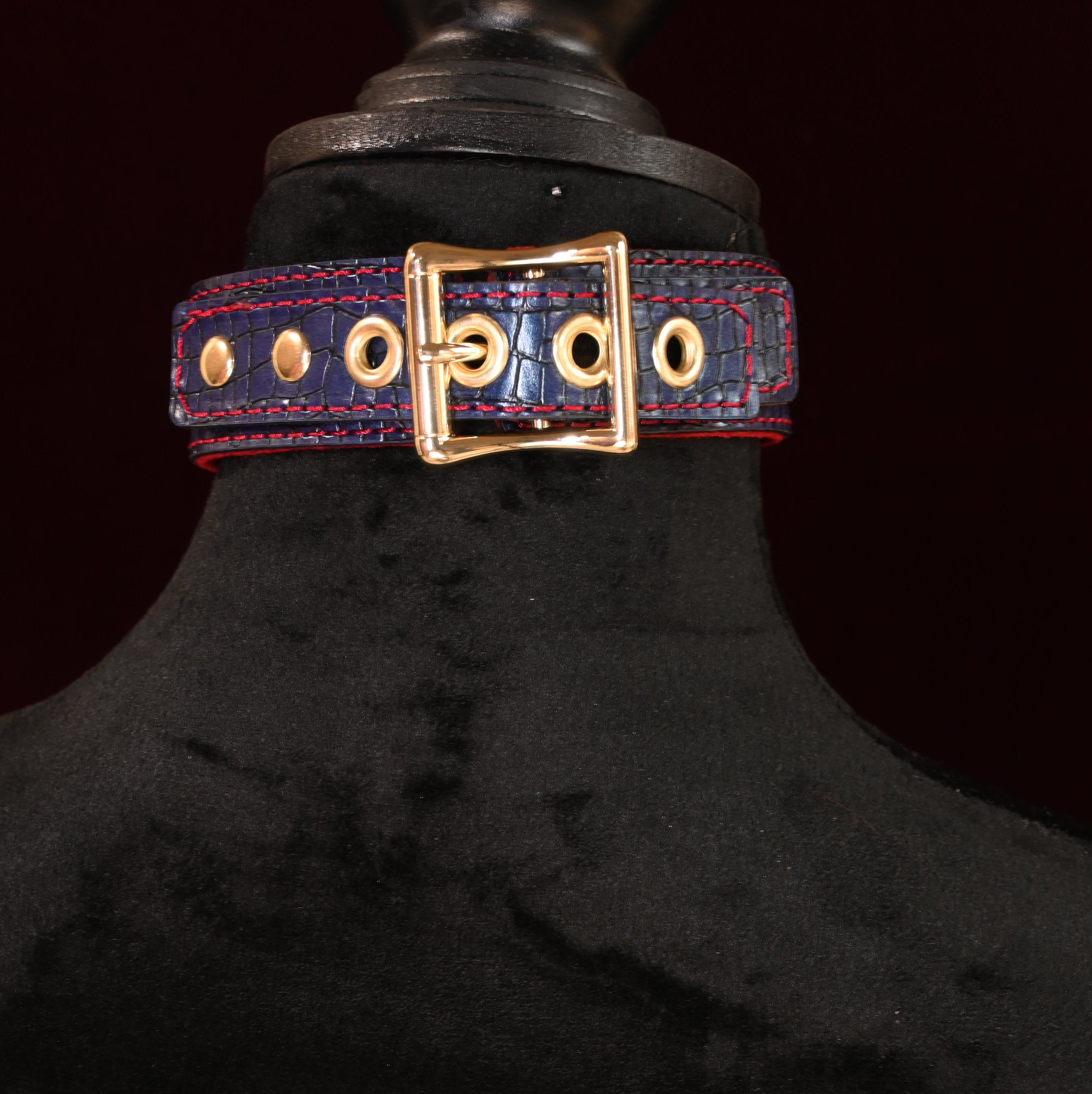 Navy Snake Skin Statement Collar image 1