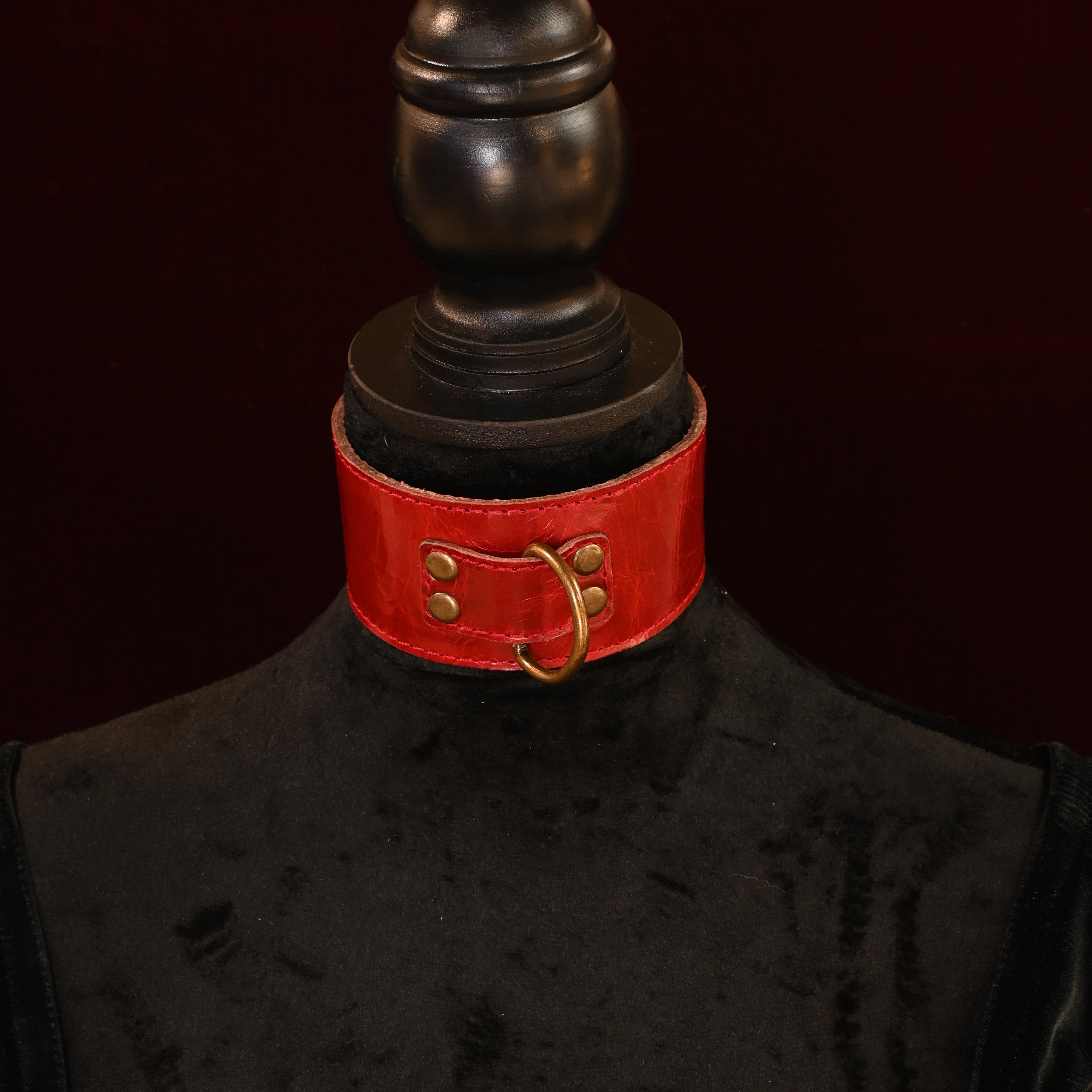 Crimson Antique Collar and Leash set with matching ankle and wrist cuffs image 0