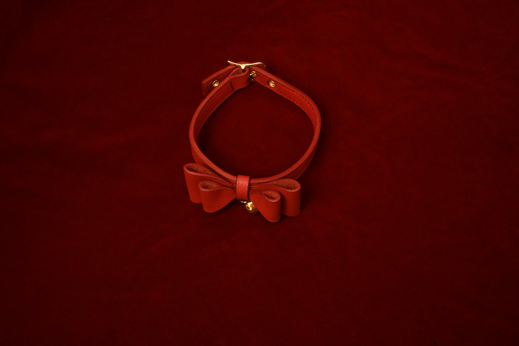 Leather Bow Kitten Collar