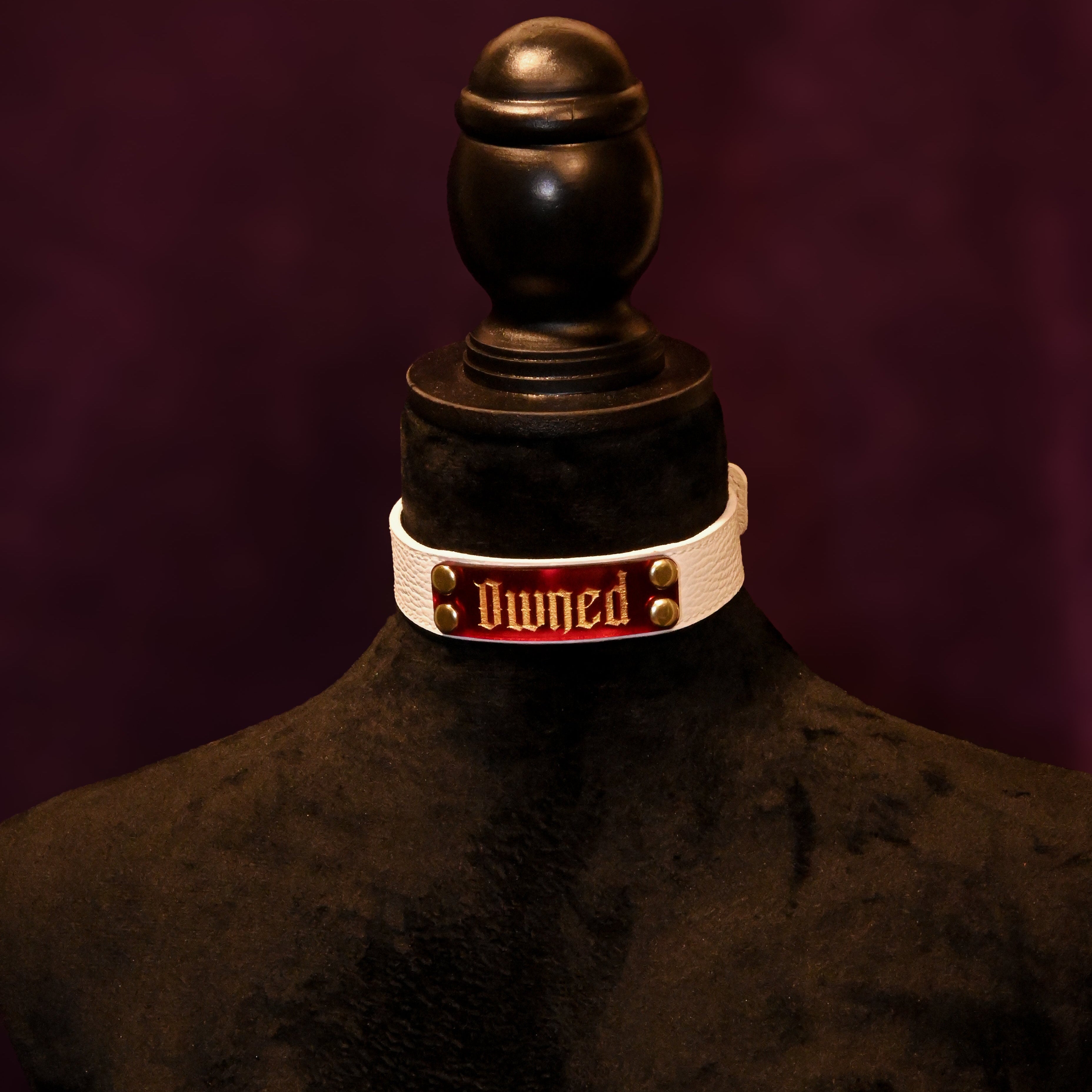 White Leather M/s "Owned" Collar