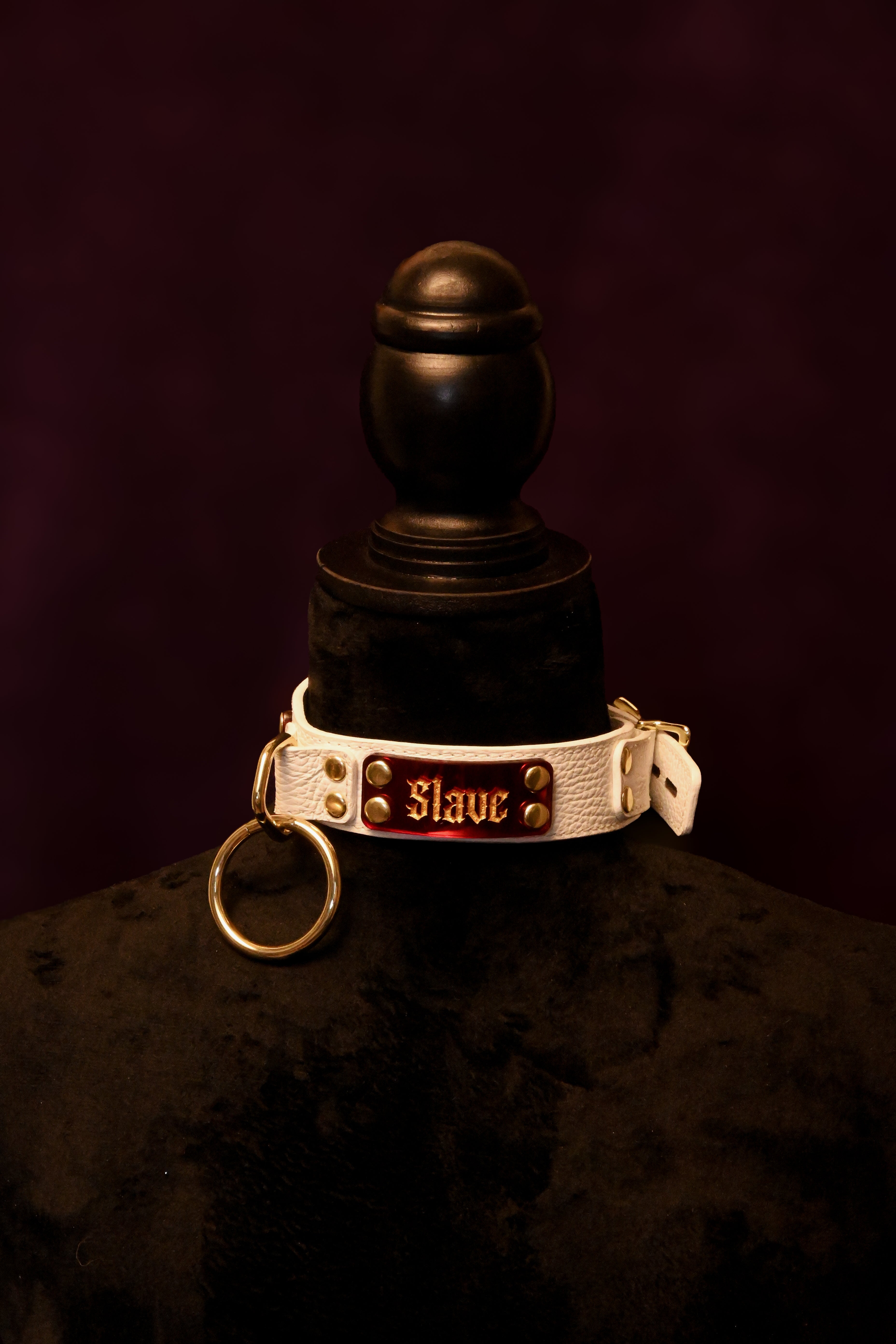 White and gold "owned slave" collar