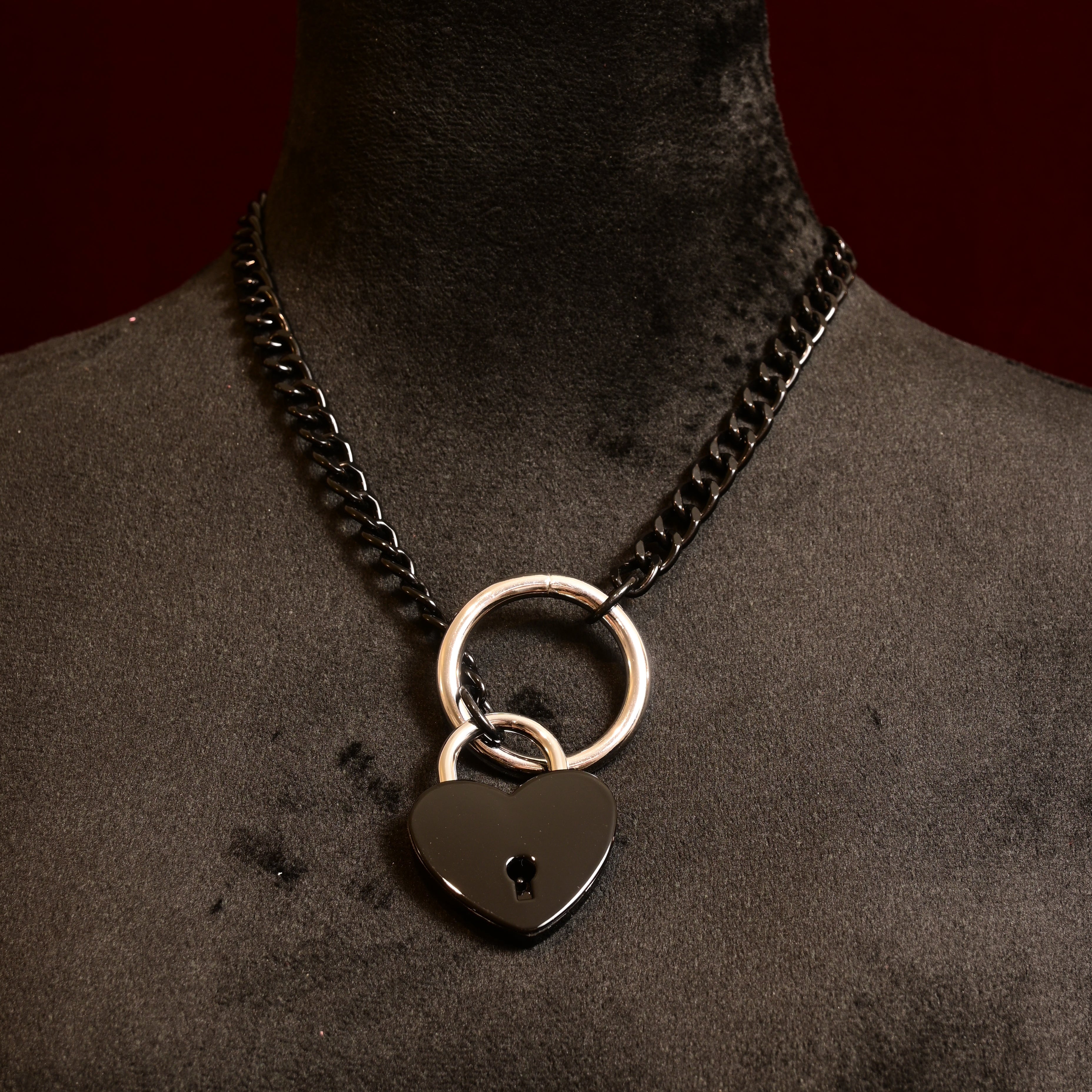 Build Your Own Slip Chain with Locking Black Heart - CUSTOM ENGRAVING
