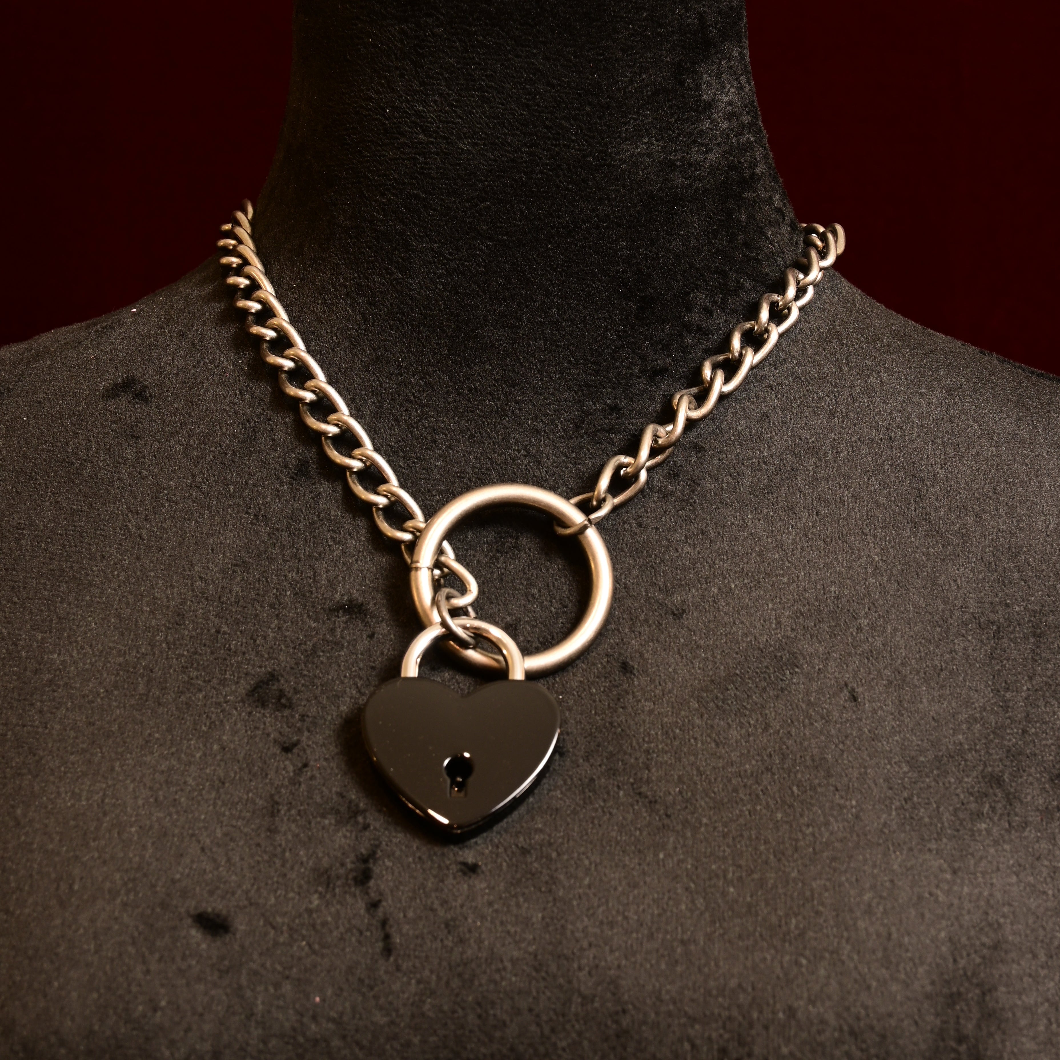 Build Your Own Slip Chain with Locking Black Heart - CUSTOM ENGRAVING