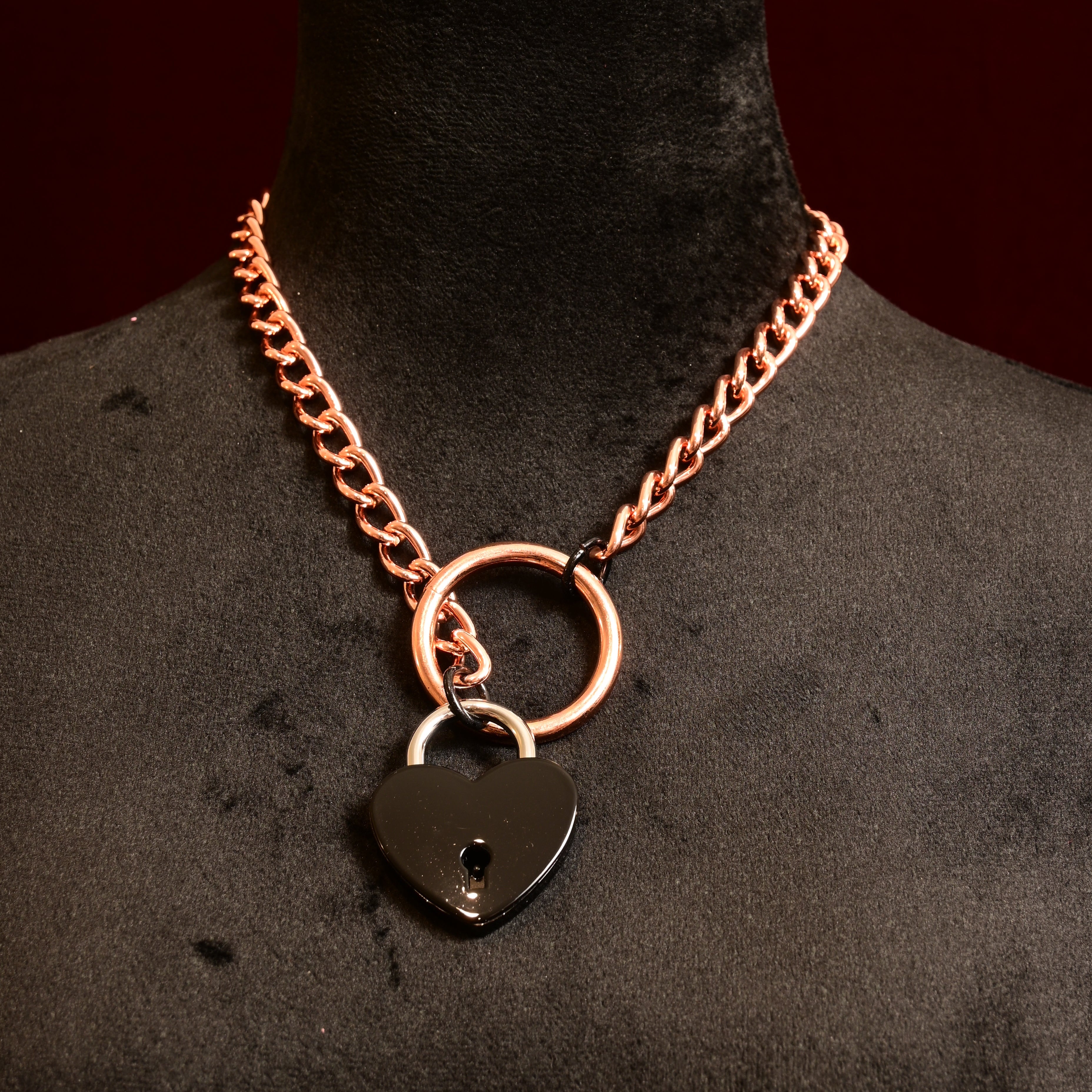 Build Your Own Slip Chain with Locking Black Heart - CUSTOM ENGRAVING