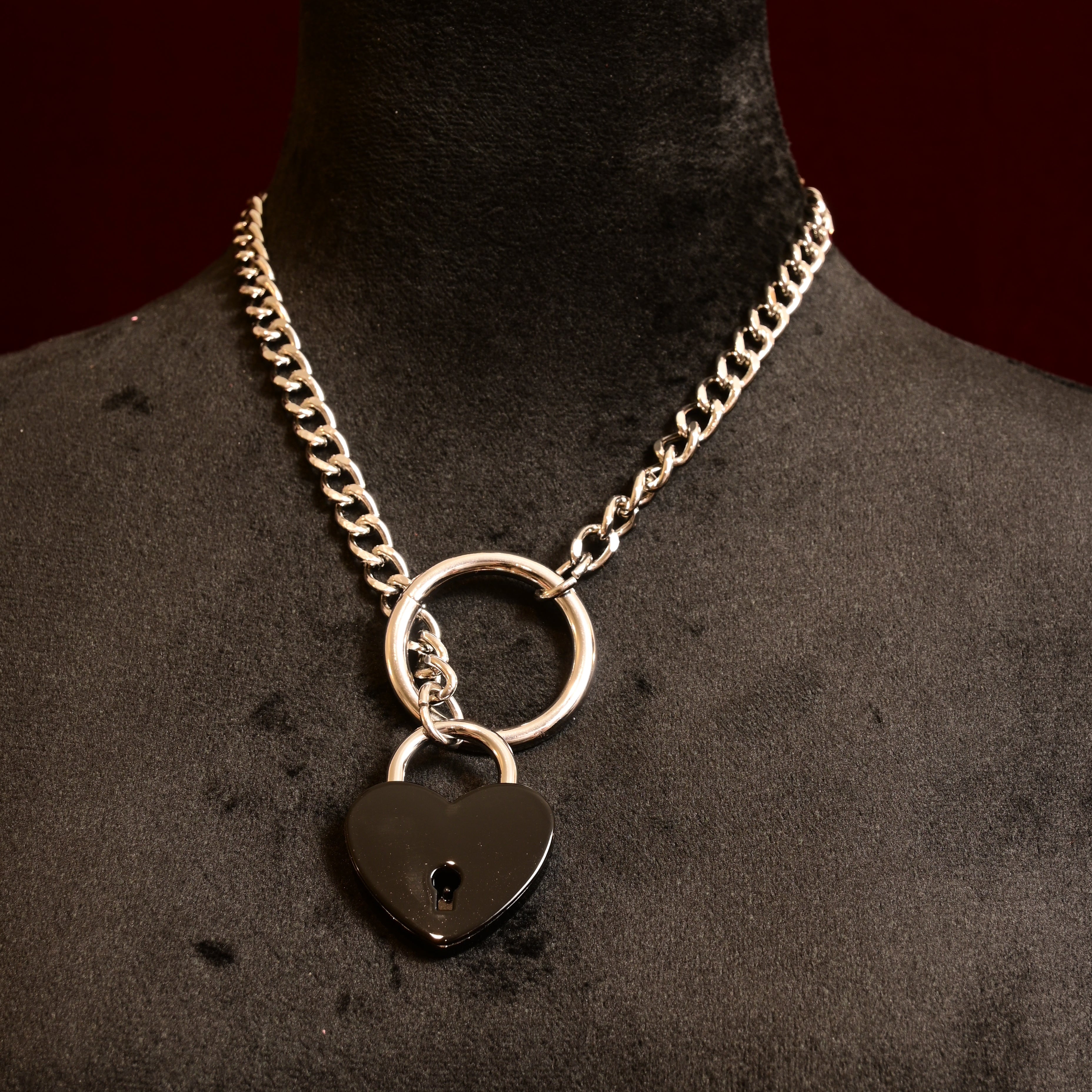 Build Your Own Slip Chain with Locking Black Heart - CUSTOM ENGRAVING