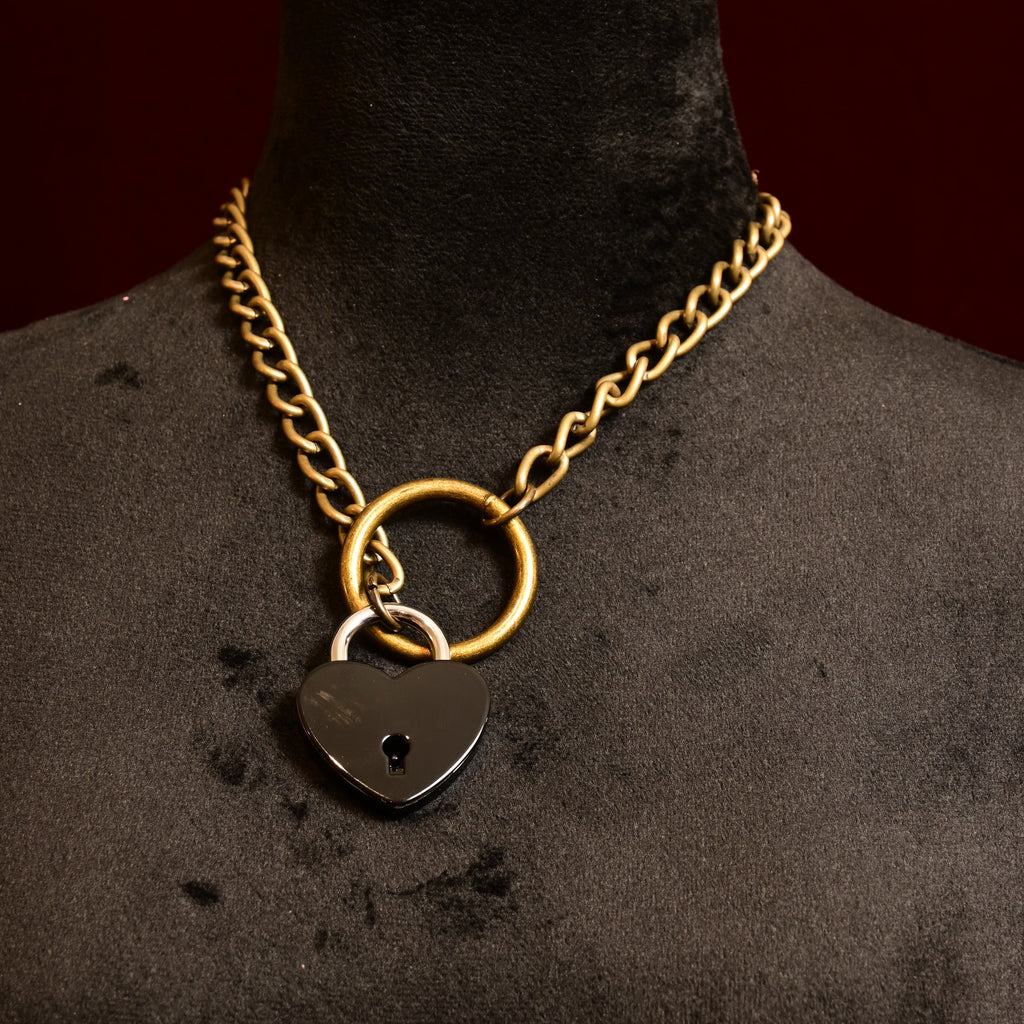 Build Your Own Slip Chain with Locking Black Heart - CUSTOM ENGRAVING