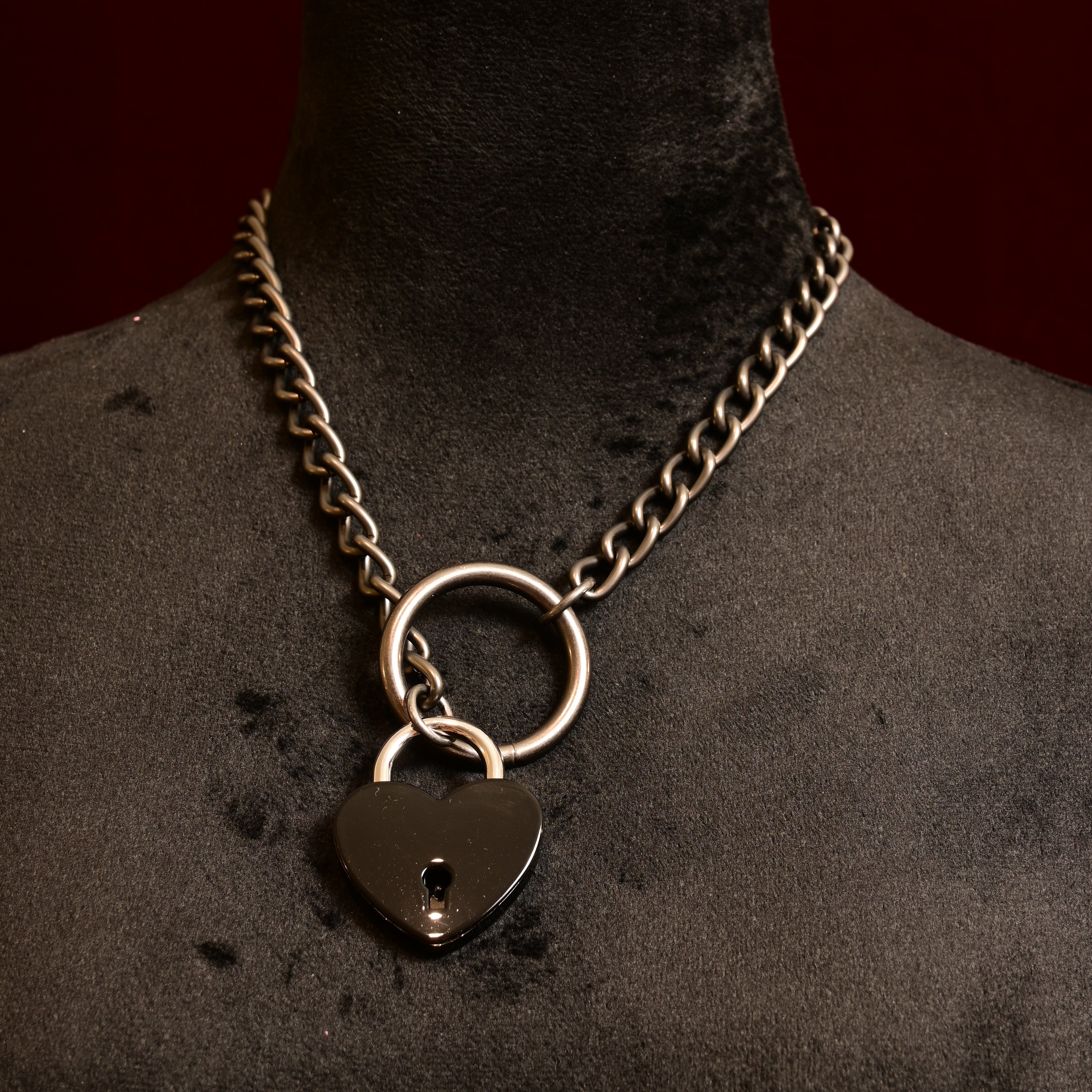 Build Your Own Slip Chain with Locking Black Heart - CUSTOM ENGRAVING