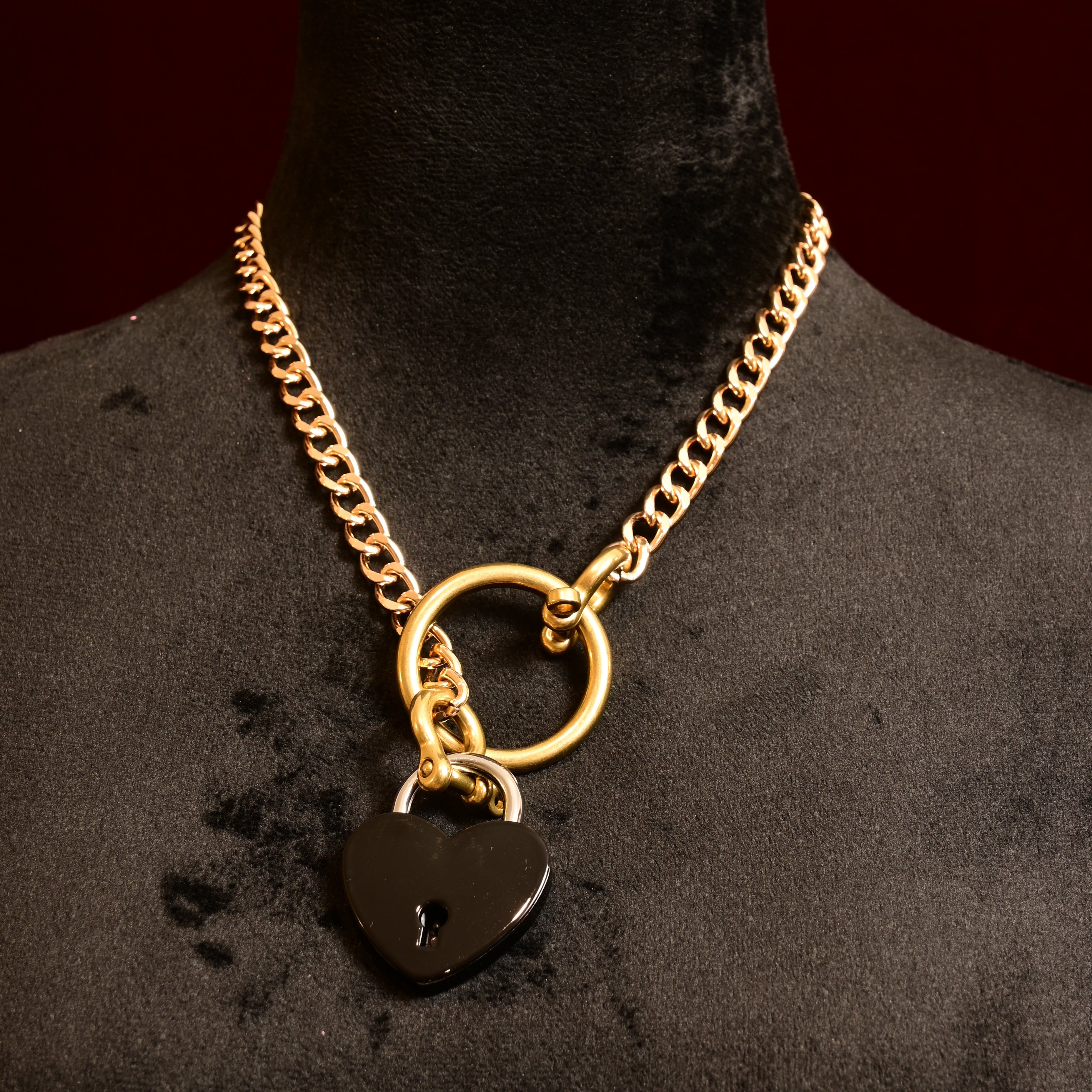 Build Your Own Slip Chain with Locking Black Heart - CUSTOM ENGRAVING