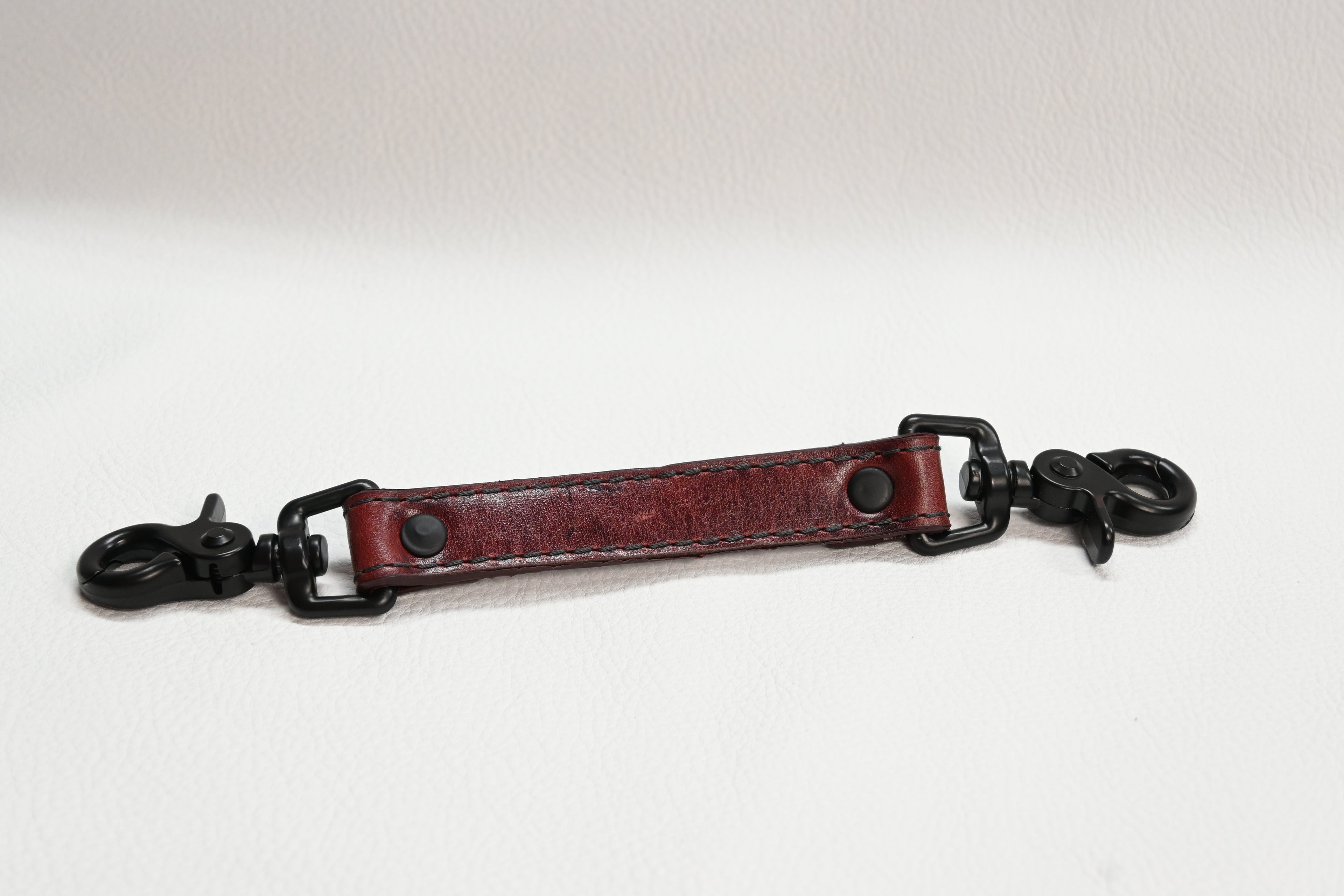 Volcano Leather and Black Ruffle Wrist Cuffs - Red Wine