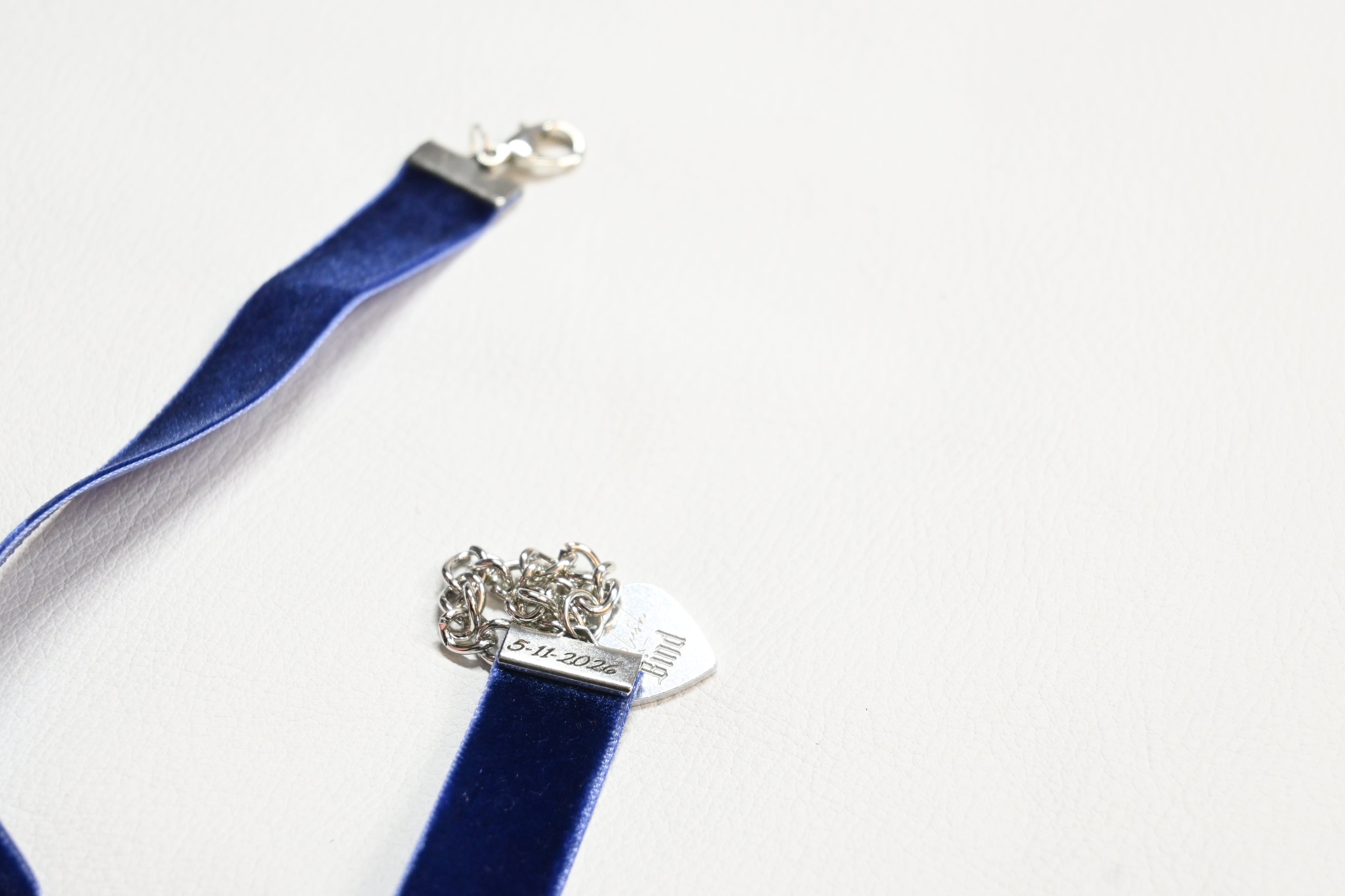 Velvet Choker with Collar Charm - Blue