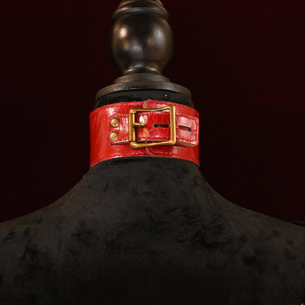 Crimson Antique Collar and Leash set with matching ankle and wrist cuffs image 1